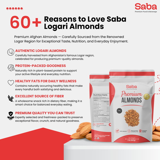 Premium Afghan Almonds (Logari) – 2 lb (907g) | Saba Premium Food & Beverage
