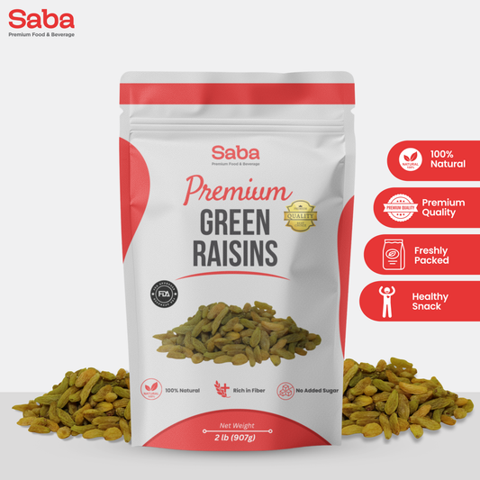 Premium Green Raisins – 100% Natural, Rich in Dietary Fiber & Naturally Sweet | Saba Premium Food & Beverage