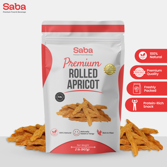 Premium Afghan Rolled Apricot – 100% Natural, Rich in Fiber & Naturally Sweet | Saba Premium Food & Beverage