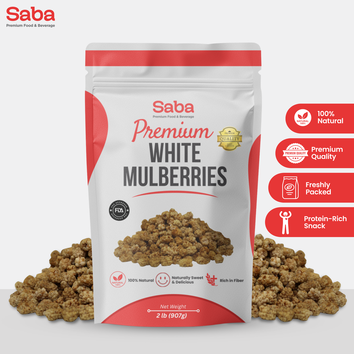 Premium WHITE MULBERRIES