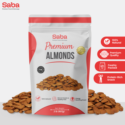 Premium California Almonds – 100% Natural, Rich in Protein & Healthy Fats | Saba Premium Food & Beverage