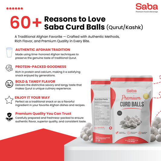Premium Afghan Curd Balls (Qurut/Kashk) – Traditional Dried Yogurt Snack Rich in Protein & Calcium | Saba Premium Food & Beverage