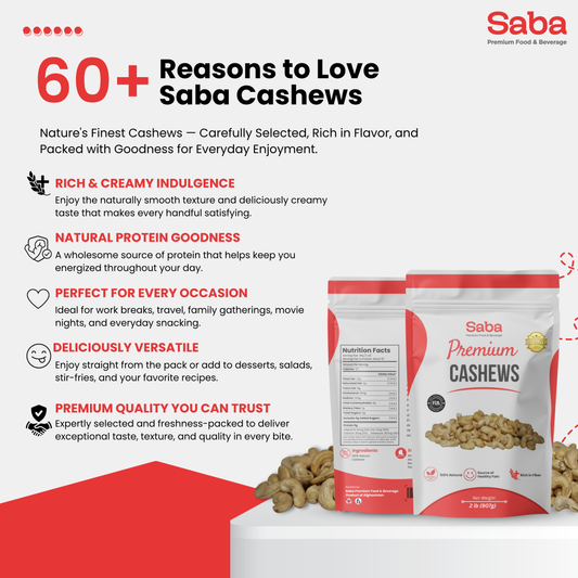Premium Cashews – 2 lb (907g) | Saba Premium Food & Beverage