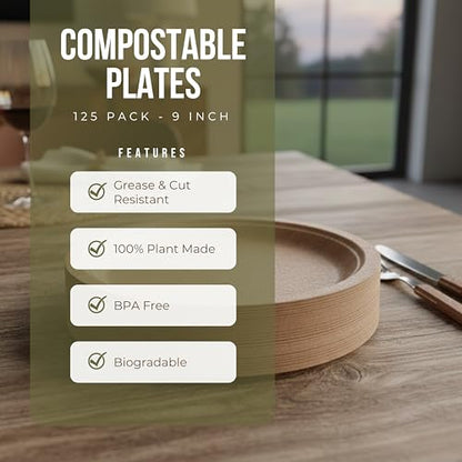 9 inch Compostable Plates