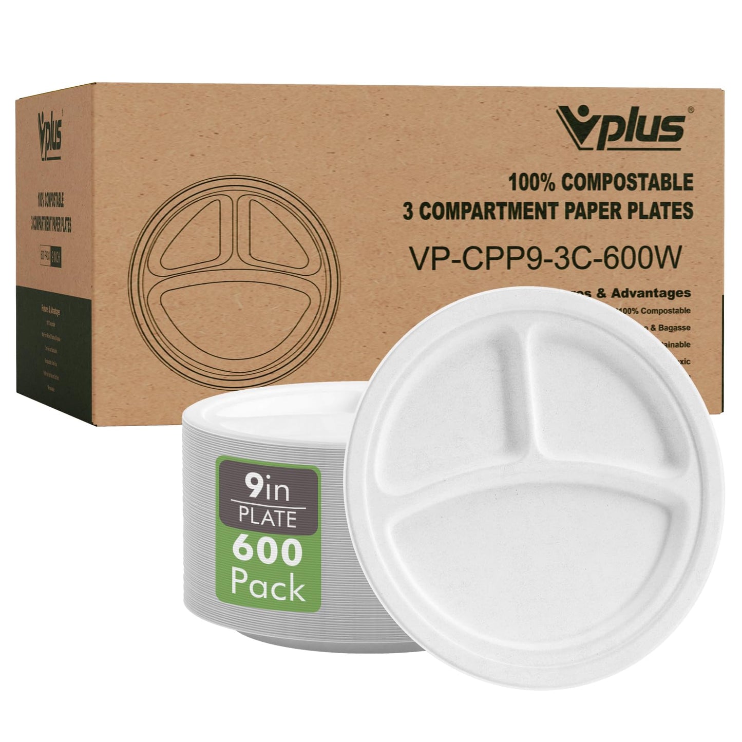 3 Compartment Disposable Plates