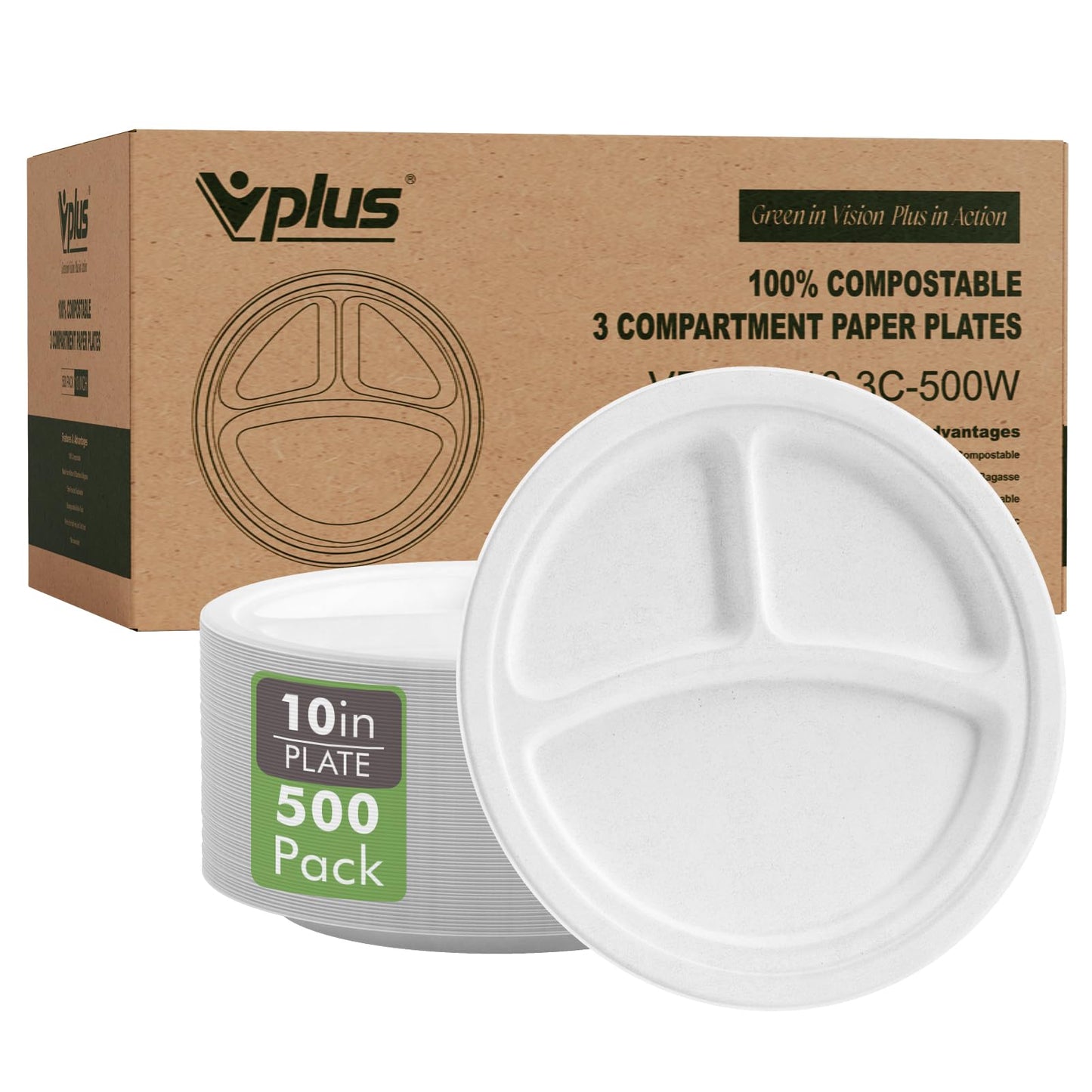 3 Compartment Disposable Plates