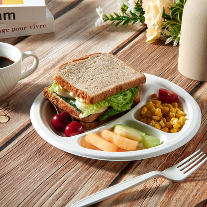 3 Compartment Disposable Plates