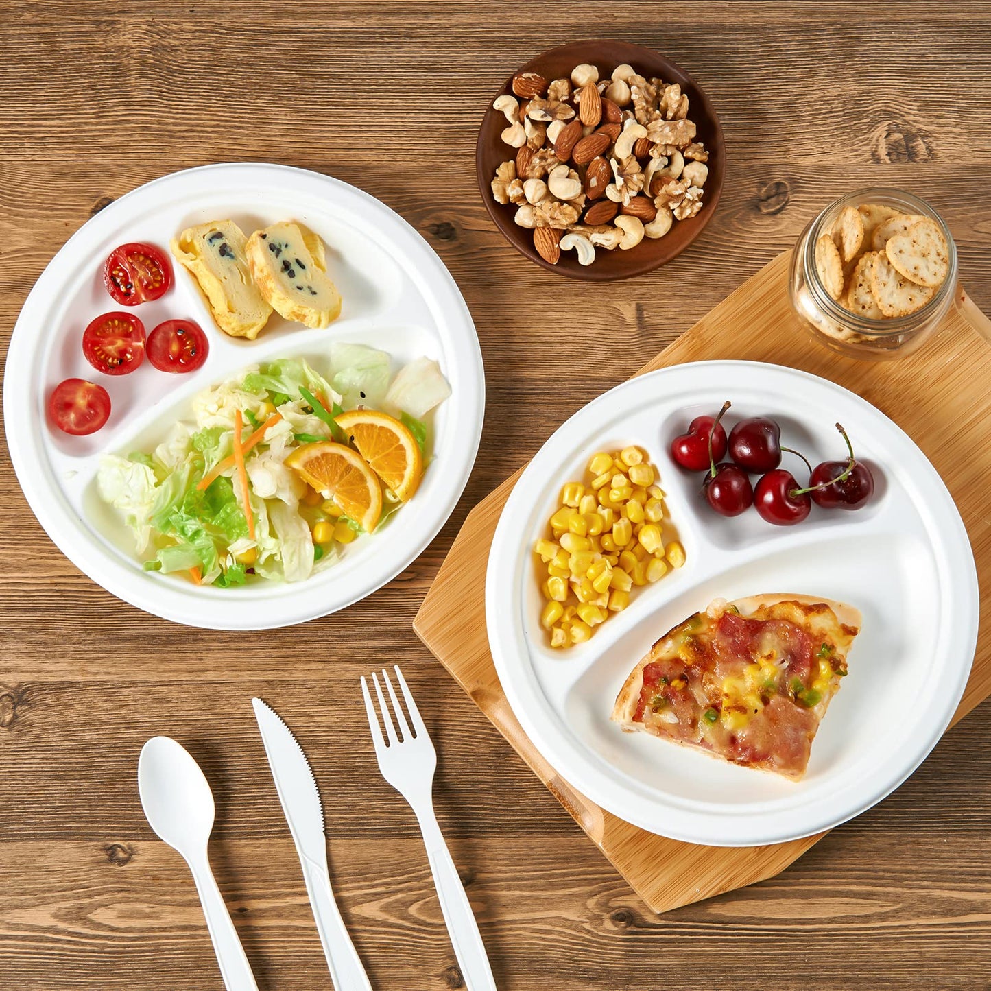 3 Compartment Disposable Plates