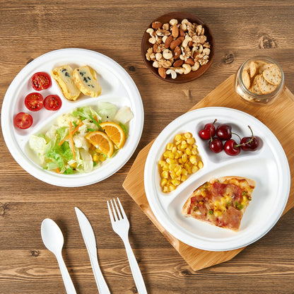 3 Compartment Disposable Plates
